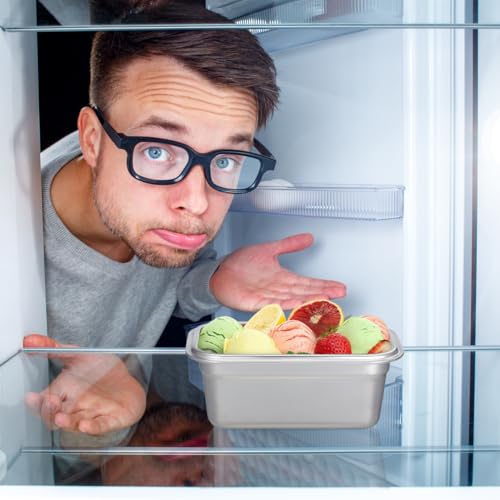 Hemoton Stainless Steel Freezer Containers Multi-Function Food Storage Ice Cream Container with Lid Reusable Metal Ice Cream Storage Box for Freezer Homemade Gelato and Sorbet Preservation 6.7X4.3X2.8 In - Image 3
