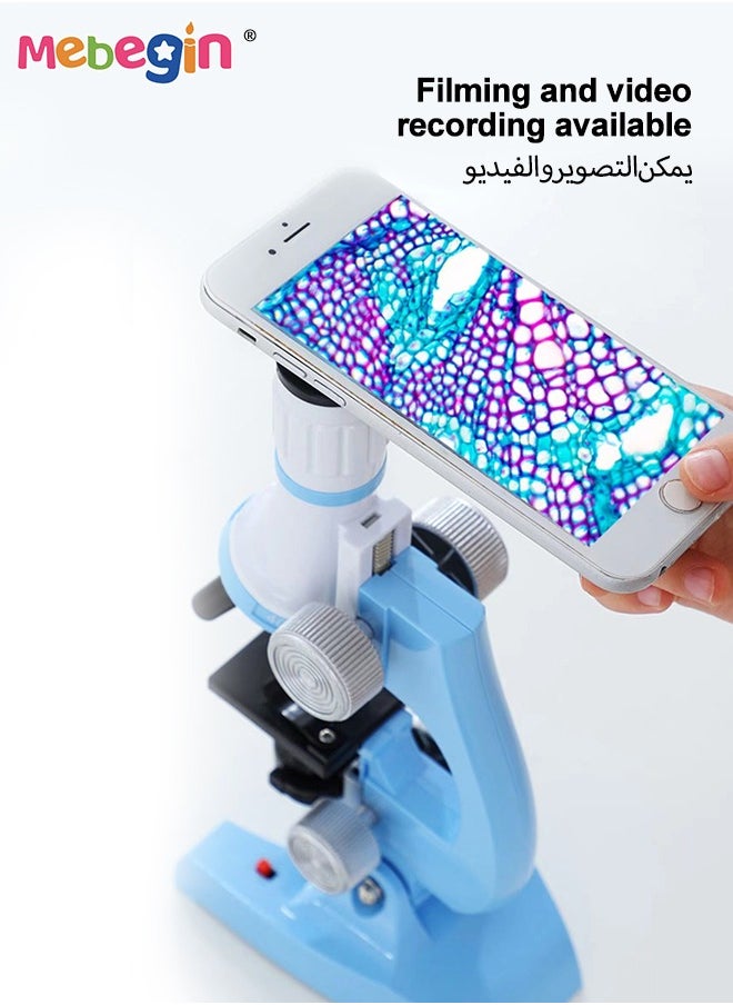مجاهر 1200X للأطفال الطلاب مع 12 قطعة من الشرائح المجهرية مع مصابيح LED محمولة باليد قوية تشتمل على 24 عينة مجاهر بيولوجية للتعليم المنزلي في المختبر المدرسي