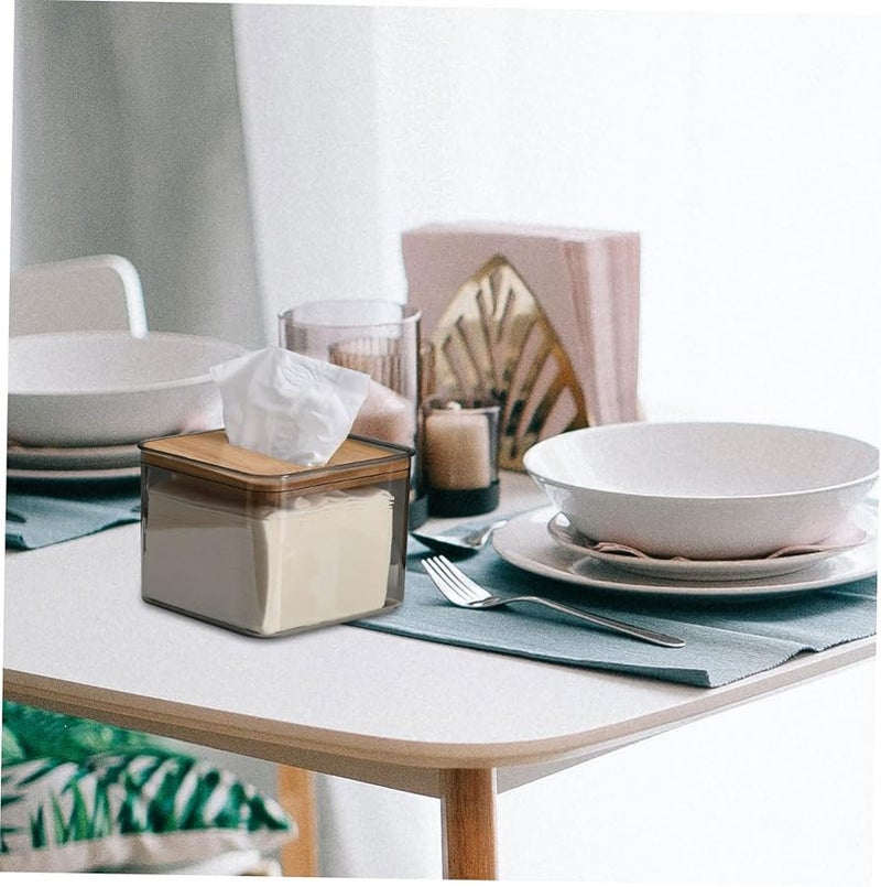 غطاء صندوق المناديل البيج للمكتب والسيارة منظف مناديل سهل الوصول - Image 3