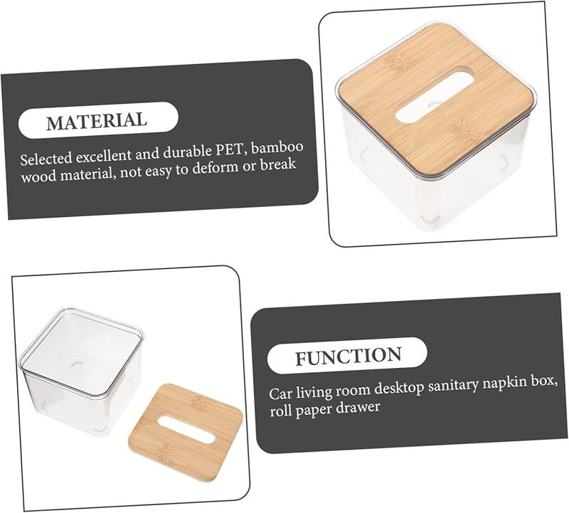 غطاء صندوق المناديل البيج للمكتب والسيارة منظف مناديل سهل الوصول - Image 4