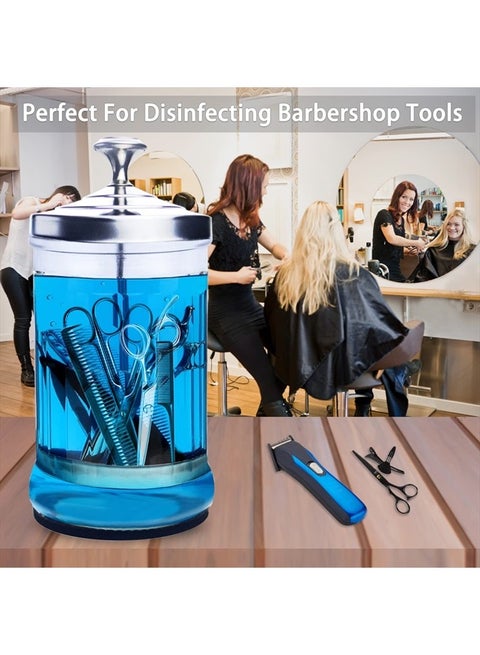 Disinfecting Jar, 33 Oz Manicure Disinfectant Jar, Small Glass Disinfectant Jar Container for Barber Supplies, Manicure Disinfecting Jar with Removable Basket for Nail Tool