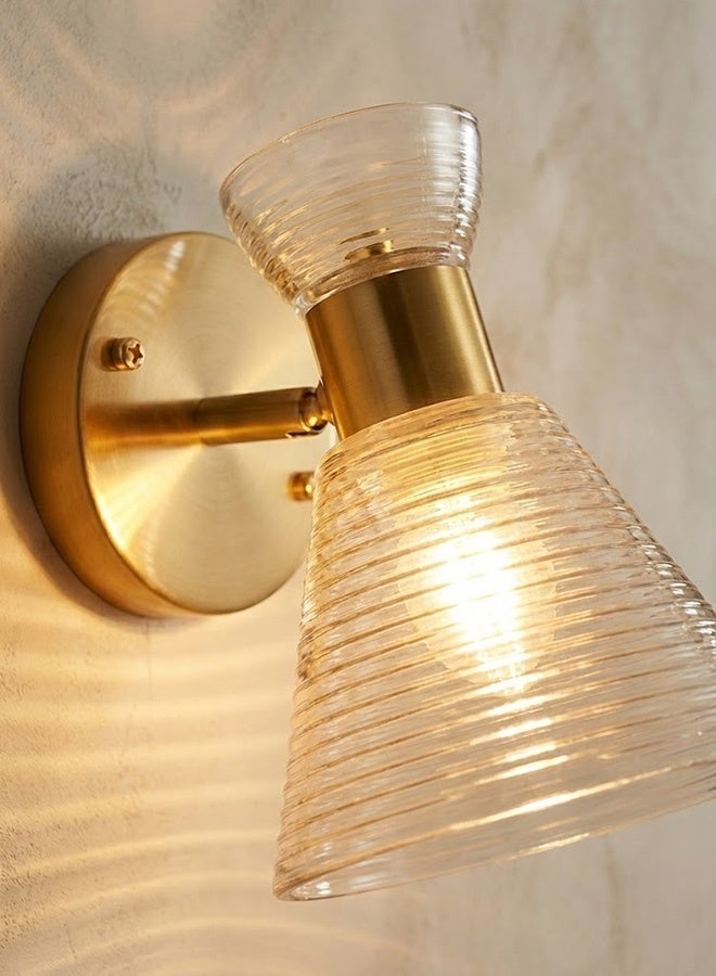 BUY4LESS -  Modern Lighting, Wall  lamp, Light, Gold Colored Glass copper wall lamp, Antique Bronze Color, 20x18 cm, Suitable for bedroom and living room - Image 2