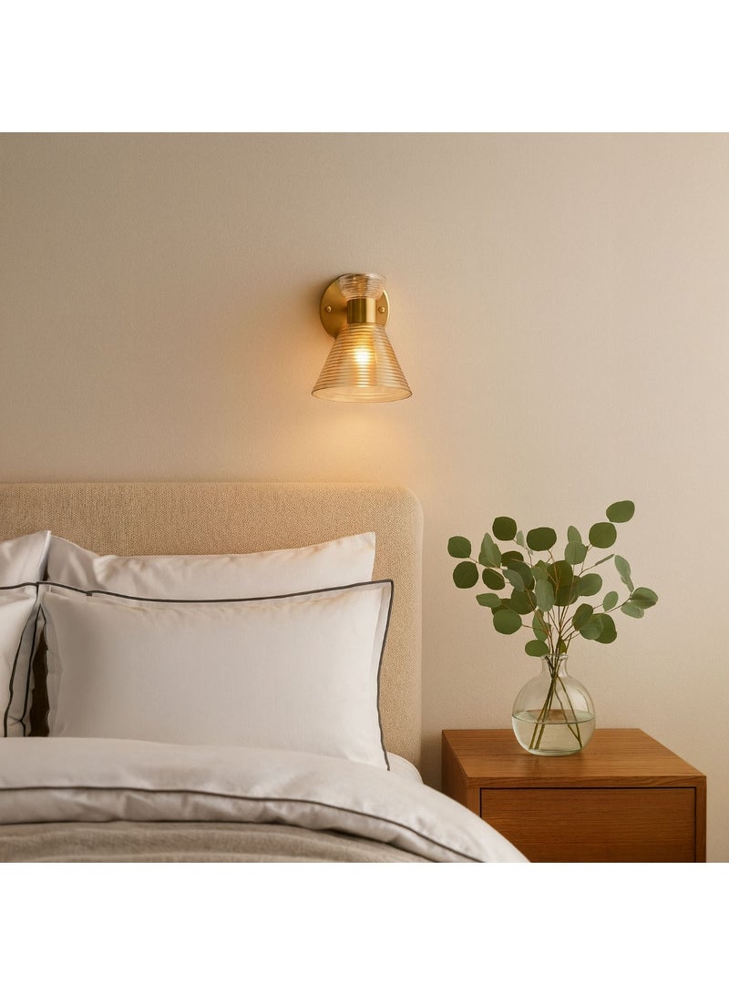 BUY4LESS -  Modern Lighting, Wall  lamp, Light, Gold Colored Glass copper wall lamp, Antique Bronze Color, 20x18 cm, Suitable for bedroom and living room - Image 4