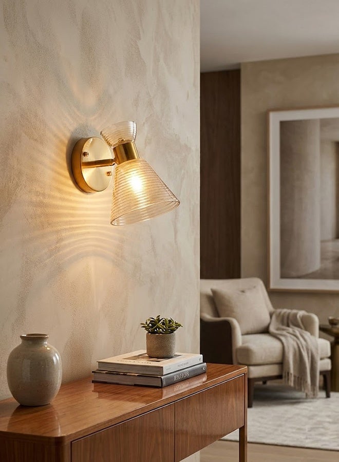 BUY4LESS -  Modern Lighting, Wall  lamp, Light, Gold Colored Glass copper wall lamp, Antique Bronze Color, 20x18 cm, Suitable for bedroom and living room - Image 3