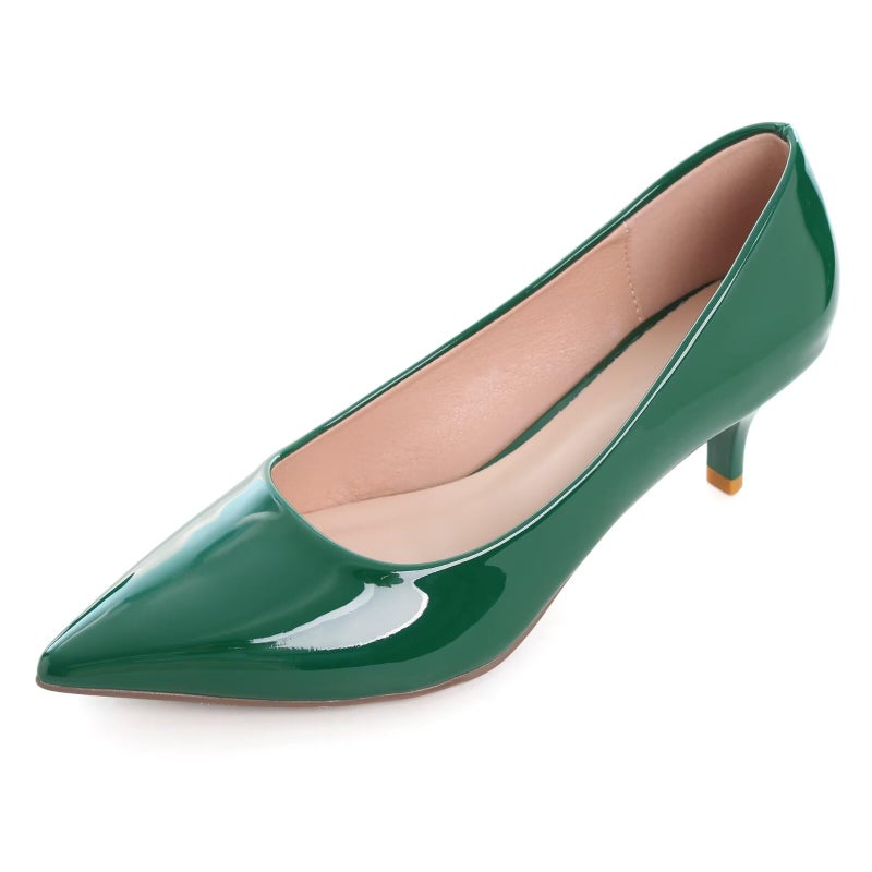 Stunner Womens Pumps Classic Fashion Pointed Toe Low Kitten Heel Dress Pumps Green 3975