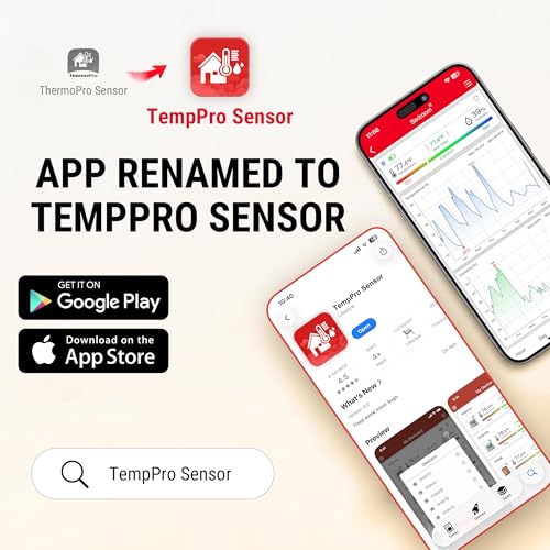 ThermoPro TP358 Bluetooth Thermometer for Room Temperature with Built-in Clock, Smart Temperature Sensor and Humidity Meter with Backlit, 260Ft Hygrometer Indoor Thermometer for Home Greenhouse - Image 4