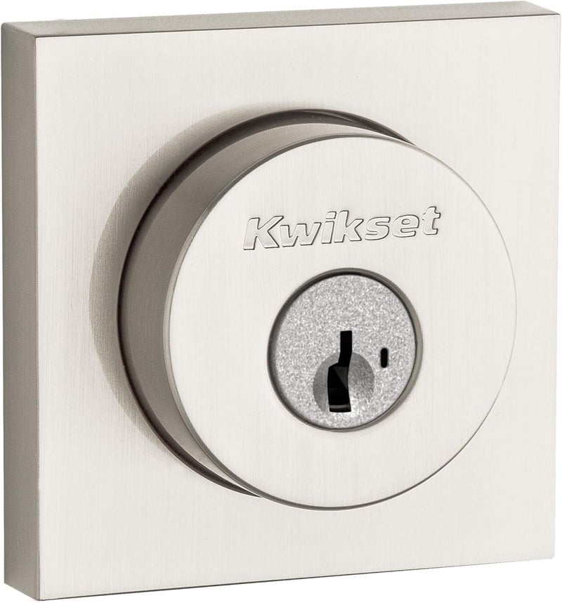 Kwikset Halifax Deadbolt Lock Satin Nickel Square Exterior Keyed Front Entry Door Pick Resistant SmartKey Rekey Security Single Cylinder Dead Bolt with Microban Protection - Image 2