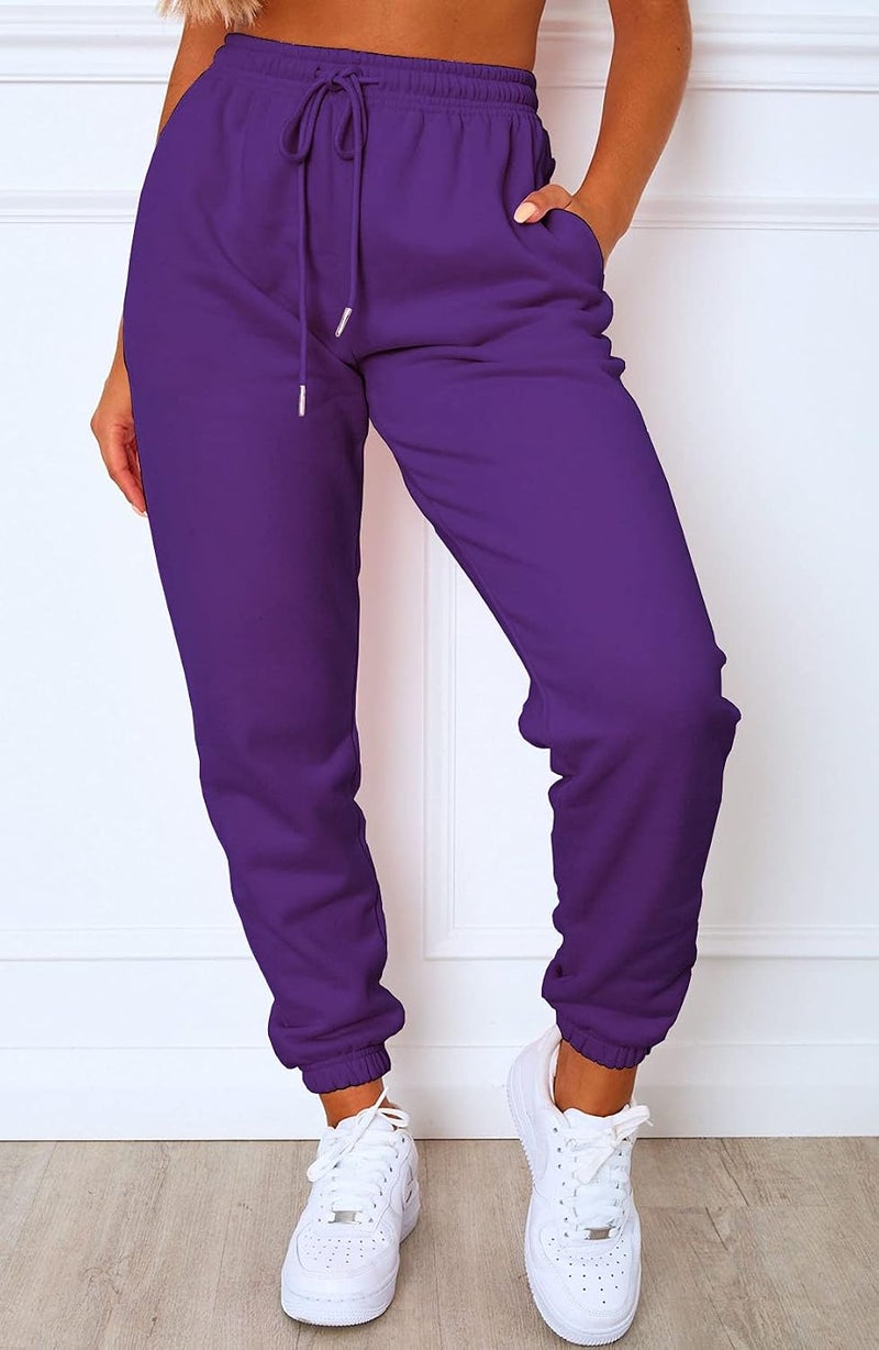 Waitfairy Womens High Waisted Sweatpants Drawstring Jogger Sweat Pants Cinch Bottom Workout Trousers - Image 2
