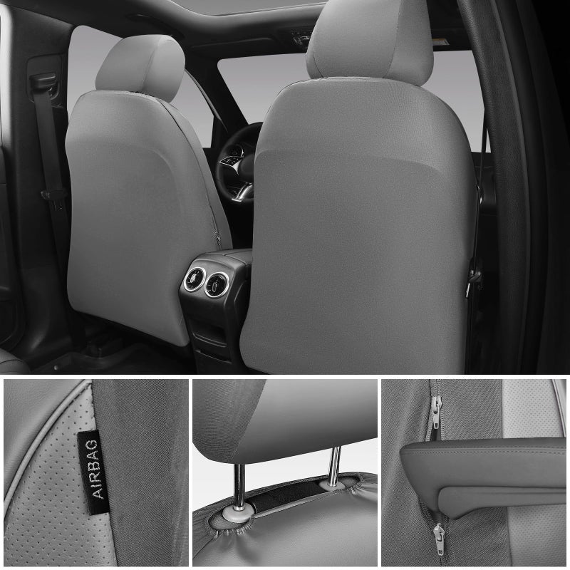 CAR PASS 3D Foam PU Leather Car Seat Covers, Universal Seat Covers Front 2 for Trucks SUV Sedan Automotive Seat Covers Armrest Airbag Compatible Waterproof Comfortable Faux Nappa Leather All Gray - Image 3
