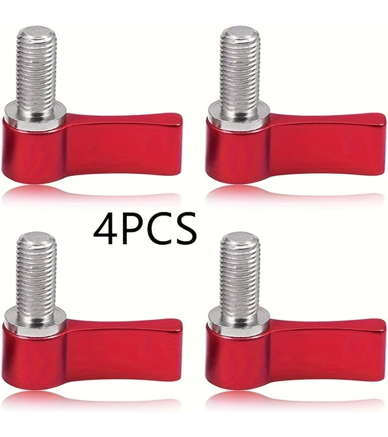 4pcs M6 15mm Adjustable Wing Thumb Screw Red Aluminum Alloy Rotating Knob Lever - Image 1