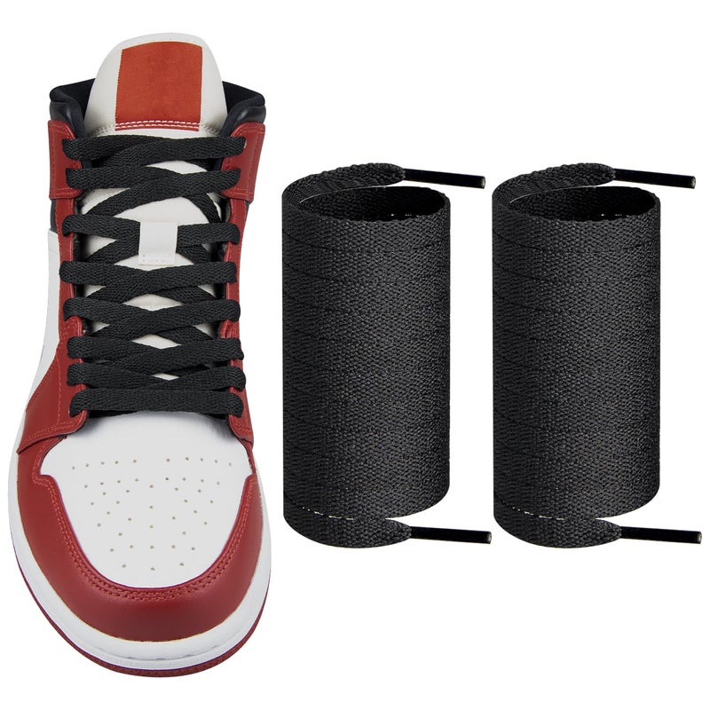 Endoto Shoelaces for Air Jordan 12345678 Replacement Flat Polyester Laces Sneaker ShoesColorBlackSize65Inch - Image 2