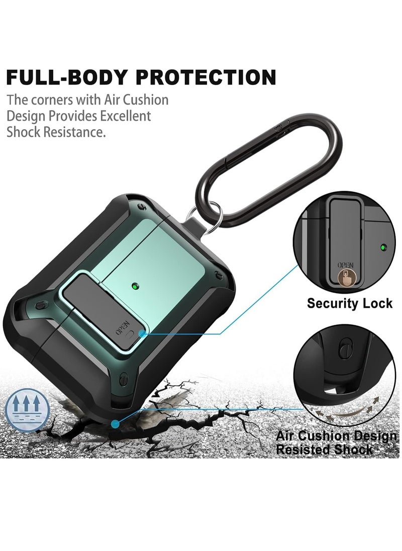 ELTRAZONE - [Secure Lock] Armor AirPods Pro Case – Upgraded Shockproof Protective Cover, Cool Black/Green Design, Durable Wireless AirPods Pro Case for Men & Women, Drop-Proof, Shock-Resistant Case with Secure Lock Mechanism - Image 1