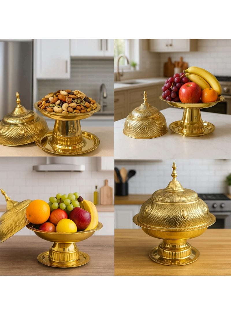 Royal Brass Serving Bowl Tamriya | Premium Brass Bowl for Sweets, Dry Fruits, Snacks & Kitchen Serving | Elegant Traditional Design, Durable & Easy to Clean Gold 20 cm - Image 2