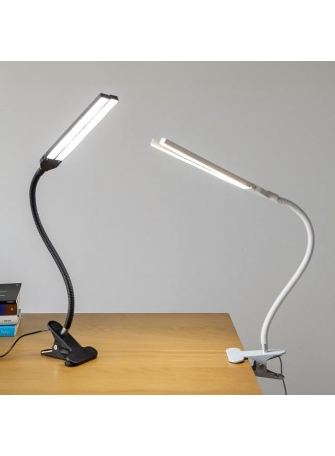 Dual-head LED desk lamp with clip and 360-degree flexible arm – black color, ideal for reading, studying, and office work. - Image 3