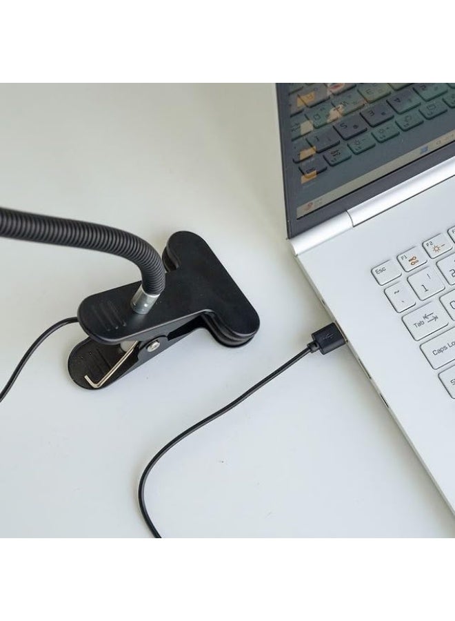 Dual-head LED desk lamp with clip and 360-degree flexible arm – black color, ideal for reading, studying, and office work. - Image 4