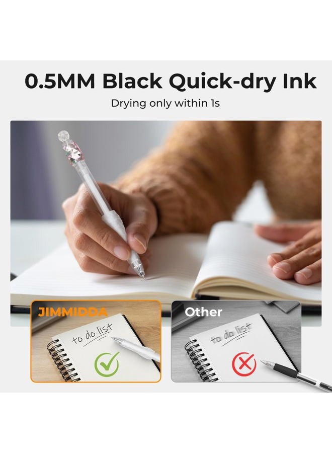 Jimmidda 8 Pcs Gel Pens with Black Ink, 0.5mm Fidget Spinning Pens Fine Point Smooth Writing, Quick-dry Ink Pen with Grip for Journaling Taking Note, Cute Office School Gift Pens for Kids Adult - Image 4