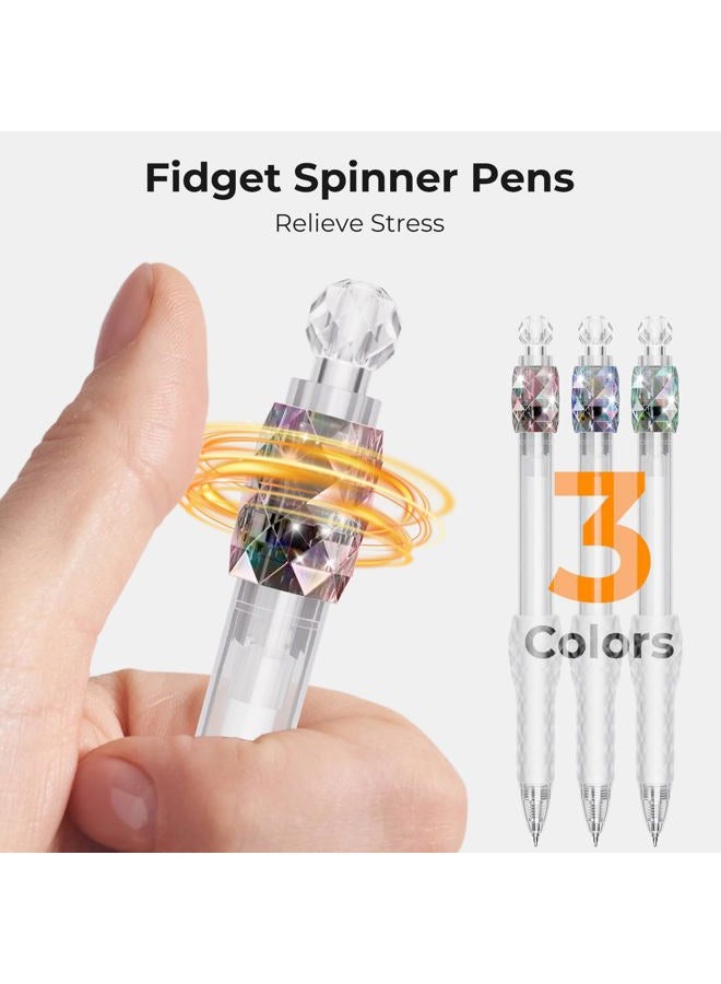 Jimmidda 8 Pcs Gel Pens with Black Ink, 0.5mm Fidget Spinning Pens Fine Point Smooth Writing, Quick-dry Ink Pen with Grip for Journaling Taking Note, Cute Office School Gift Pens for Kids Adult - Image 2