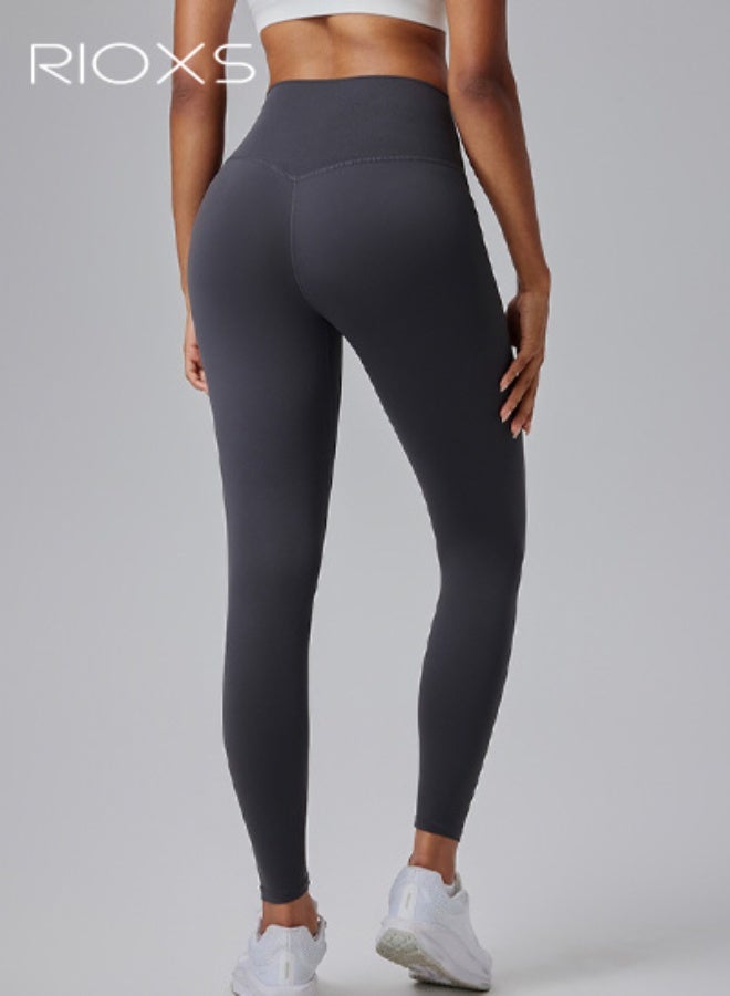 RIOXS Workout Leggings for Women,  High Waisted Leggings Yoga Pants for Ladies, Soft Stretchy Tummy Control Leggings Breathable Athletic Pants Yoga Leggings for Workout Sports Running etc, Graphite - Image 3