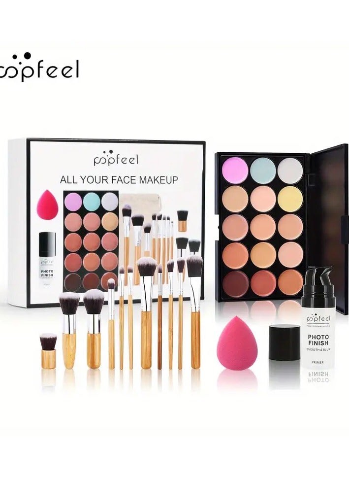 popfeel 40 Colors Eyeshadow Palette Eyebrow Pencil Eyeliner Pen Mascara With A Set Of Makeup Brushes Ideal Gift For Birthday Makeup Set - Image 5
