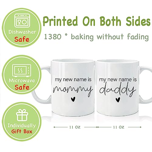 CATABUBU My New Name is Mommy Daddy 2026 New Dad Mom Pregnancy Announcement Gifts for Parents to Be, EST 2026 First Time Mom Dad to Be Mugs Set Gift, Mothers Farthers Valentine Mug Gift for Parents - Image 4