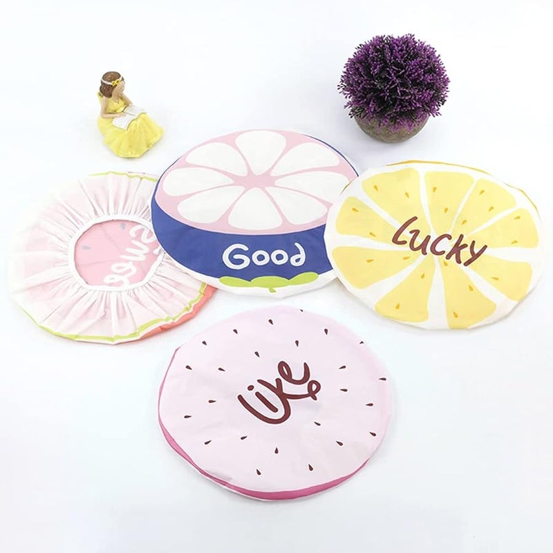 Shower Cap, Cartoon Waterproof Shower Cap, Elastic Reusable Fruit Print Hair Care Shower Cap Mangosteen - Image 3