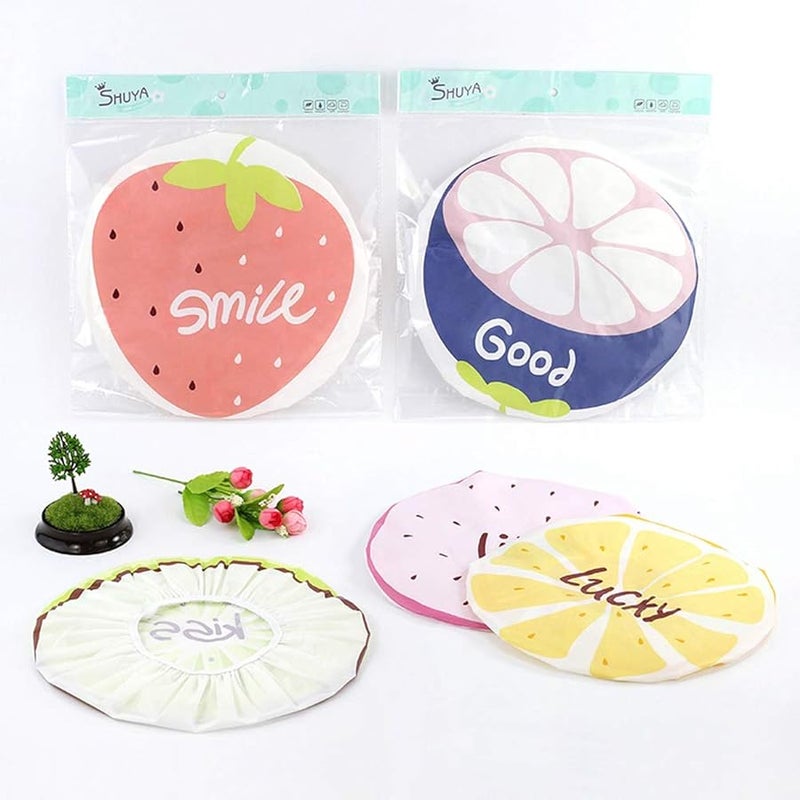 Shower Cap, Cartoon Waterproof Shower Cap, Elastic Reusable Fruit Print Hair Care Shower Cap Mangosteen - Image 2