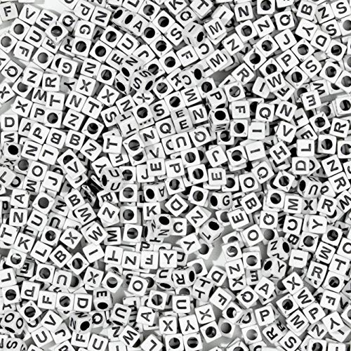 Cousin DIY 1,000 Pieces White Acrylic Alphabet Letter A-Z Square Beads for DIY Jewelry Making, Friendship Bracelets, Necklaces, Key Chains, and Crafts, Small - Image 4