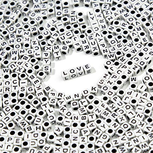 Cousin DIY 1,000 Pieces White Acrylic Alphabet Letter A-Z Square Beads for DIY Jewelry Making, Friendship Bracelets, Necklaces, Key Chains, and Crafts, Small - Image 1