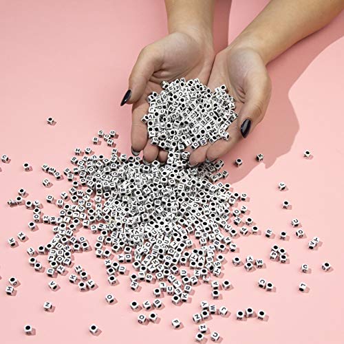 Cousin DIY 1,000 Pieces White Acrylic Alphabet Letter A-Z Square Beads for DIY Jewelry Making, Friendship Bracelets, Necklaces, Key Chains, and Crafts, Small - Image 5