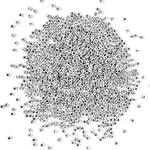 Cousin DIY 1,000 Pieces White Acrylic Alphabet Letter A-Z Square Beads for DIY Jewelry Making, Friendship Bracelets, Necklaces, Key Chains, and Crafts, Small - Image 2