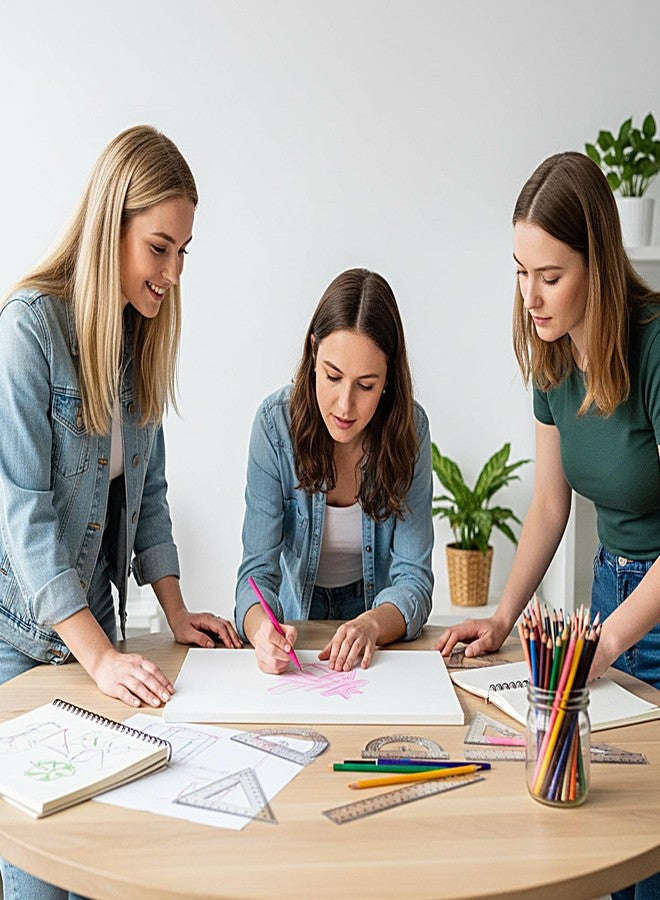 مجموعة أدوات هندسية مكونة من 6 قطع، مصنوعة من البلاستيك الشفاف، تتضمن مسطرة شفافة، ومنقلة، ومسطرة مستقيمة، ومسطرة مثلثة، وأدوات قياس شفافة للاستخدام المكتبي والمنزلي. - Image 5