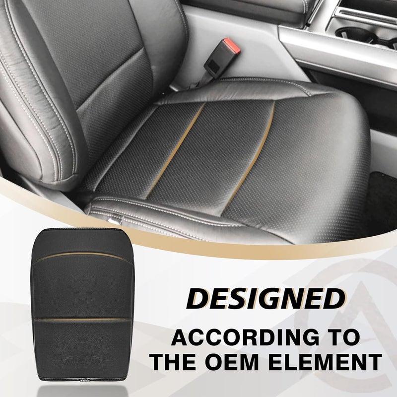 Muslogy غطاء مسند الذراع لوحة التحكم المركزية من ، متوافق مع سيارات Ford F150 للأعوام 2021-2024 و2025؛ وسادة مسند الذراع مريحة، مع حامي من الجلد النباتي، سمك عادي (فقط لمقاعد النوع “Bucket Seat”). - Image 3
