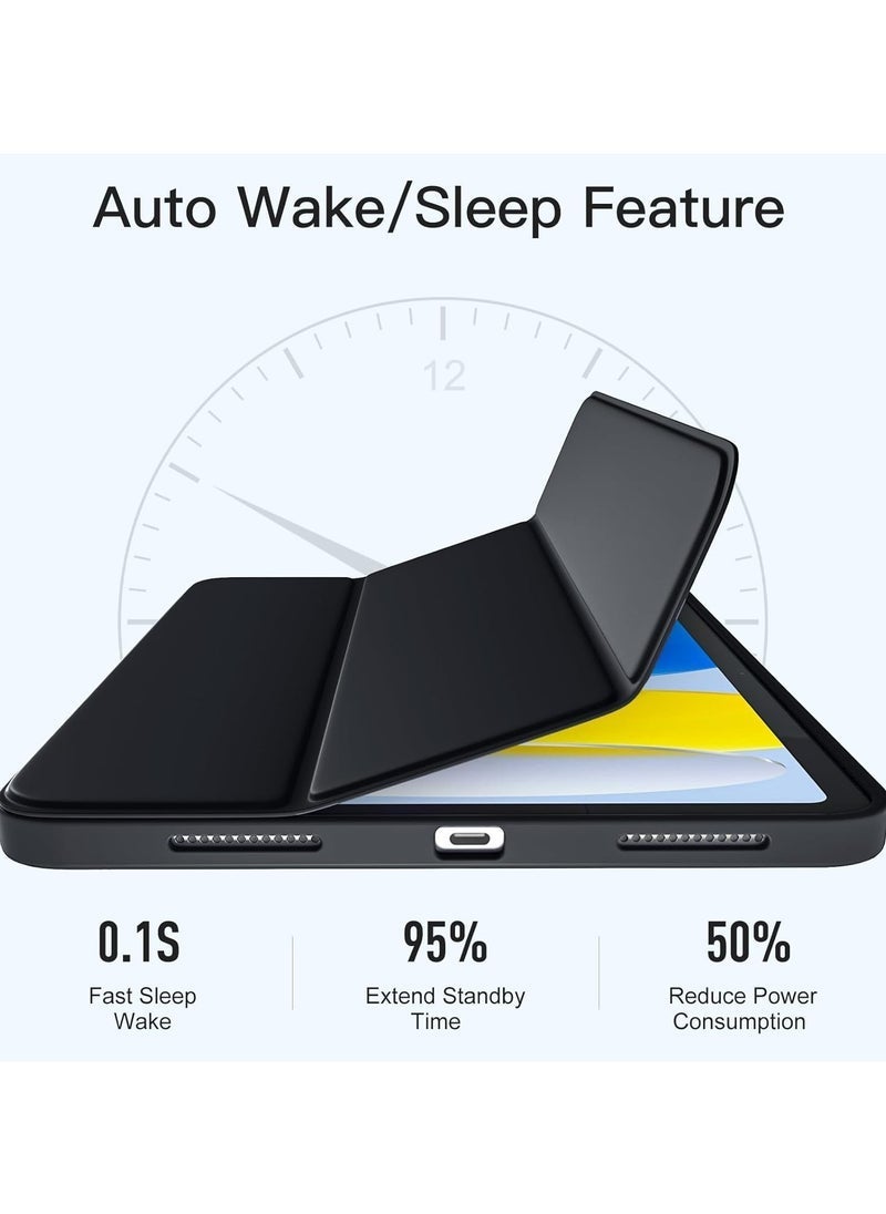 BGM - Case Compatible with iPad 10th Generation 2022 10.9 Inch (A2696 A2757 A2777) – Slim Protective Cover with Clear Back Shell, Auto Wake/Sleep Function, Built-in Pencil Holder, Black, Lightweight, Shockproof, Full Access to Ports & Buttons - Image 1