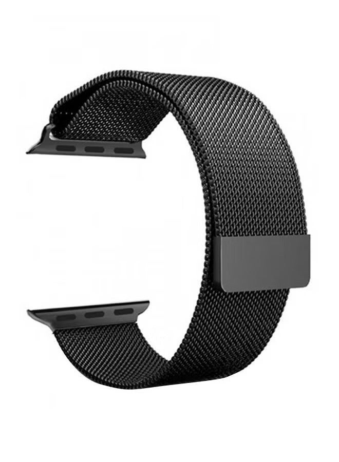 vesus Milanese Stainless Steel Mesh Band For Apple Watch 45mm/44mm/42mm Black
