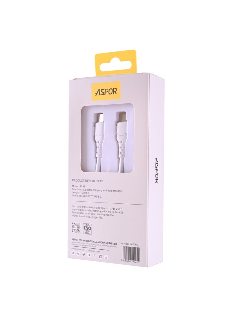أسبور كيبل جوال ASPOR A098 – شحن سريع بقوة 60W USB-C إلى USB-C - Image 3