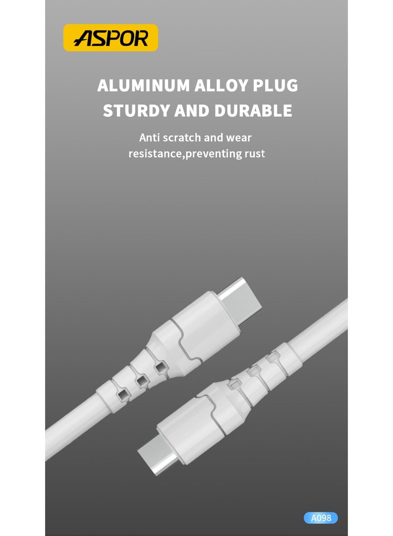 أسبور كيبل جوال ASPOR A098 – شحن سريع بقوة 60W USB-C إلى USB-C - Image 4