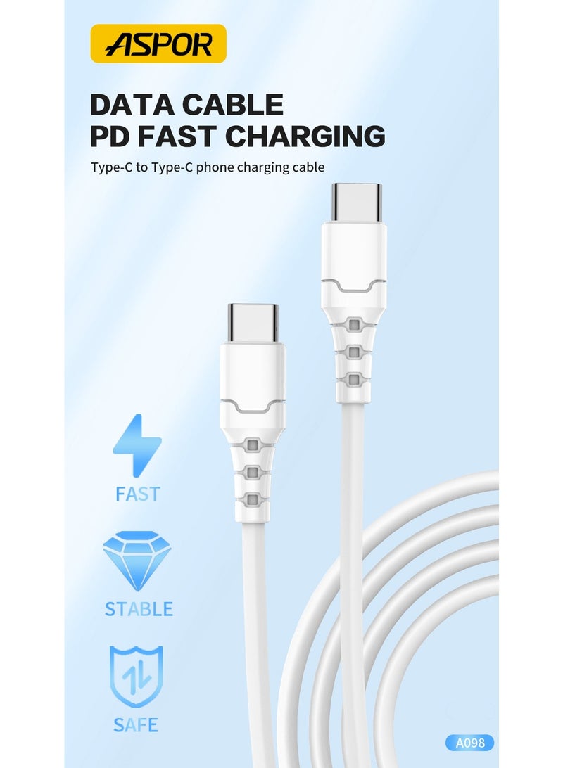أسبور كيبل جوال ASPOR A098 – شحن سريع بقوة 60W USB-C إلى USB-C - Image 1