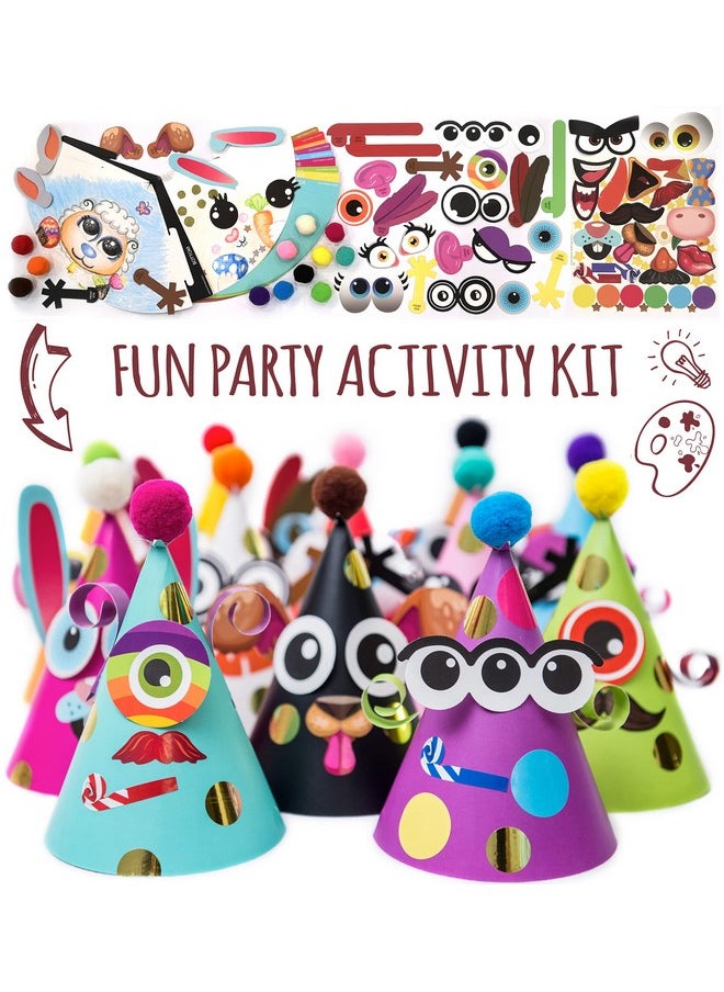 Glittery Garden - Party Hats For Easter Art & Craft For Kids. Fun Birthday Activity Kit With Stickers. Animal Theme Party Favor Game Supplies. Christmas & Thanksgiving Decoration - Image 1