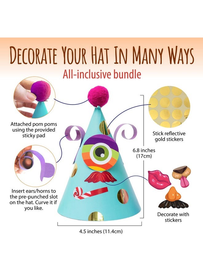Glittery Garden - Party Hats For Easter Art & Craft For Kids. Fun Birthday Activity Kit With Stickers. Animal Theme Party Favor Game Supplies. Christmas & Thanksgiving Decoration - Image 1