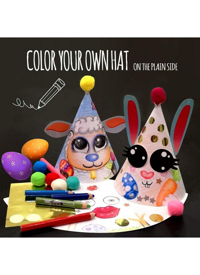 Glittery Garden - Party Hats For Easter Art & Craft For Kids. Fun Birthday Activity Kit With Stickers. Animal Theme Party Favor Game Supplies. Christmas & Thanksgiving Decoration - Image 1