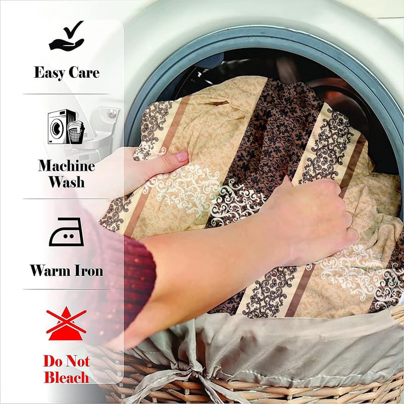 CLICKCART Glace Cotton Prime Collection Ultrasoft Skin Friendly Printed Flat Single Bedsheet with 1 Pillow Cover 60 x 90 Inch Double Coffee Gajra Safari Single2  - Image 5