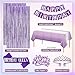 KISPATTI Purple Birthday Decorations Purple Party Decorations with Balloons Happy Birthday Banner Bday Sash and Crown Tablecloth Fringe Curtain Paper Pom Poms for Women Girls Bday Decor - Image 4