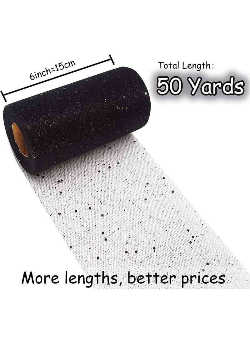 SYOSI Gold Glitter Tulle Fabric Rolls 6 Inch 25 Yards(22.86M) Sequin Sparkling Ribbon Spool Netting for Wedding, Tutu Skirt, Gift Wrapping, Party Decoration  - Image 3