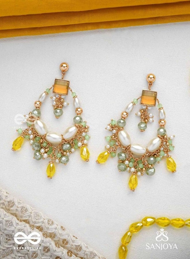 SANJOYA by EVERSTYLISH Embroidered Earrings for Women | Designer Dangler Earrings with Stones, Beads, Pearls & Glass Drops | Lightweight Ethnic & Festive Jewelry for Weddings & Parties - Image 2