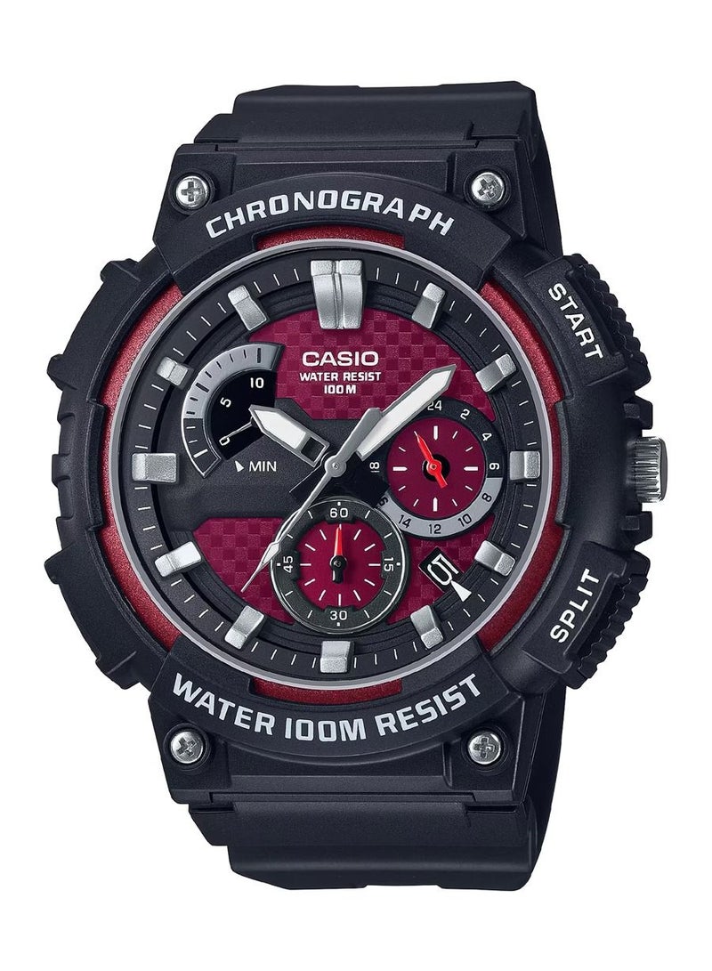 CASIO Men's Black Chronograph Silicone Strap Watch MCW-200H-4AVDF - Image 1