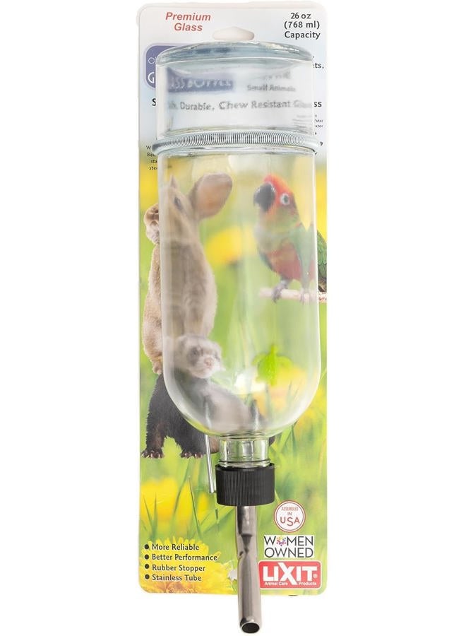 Chew Proof Flat Sided Water Bottles for Rabbits, Ferrets, Rats, Birds, Hamsters, Guinea Pigs, Chinchillas Gerbils and Other Small Animals (12oz)