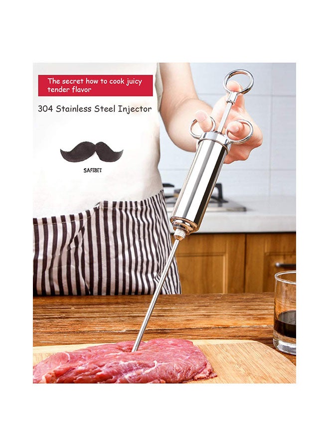 Loquat Marinade Meet Bbq Sauce Injector Needles Syringe Silver 8.1x5.1x1.6inch - Image 2