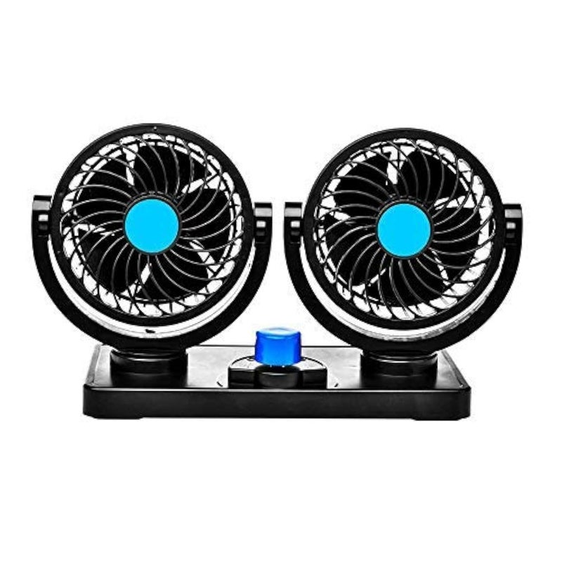 Trest Car Fan 12V 360 Degree Rotatable Dual Head 2 Speed Quiet Strong Dashboard Auto Cooling Air Fan for All Auto Vehicles - Image 1