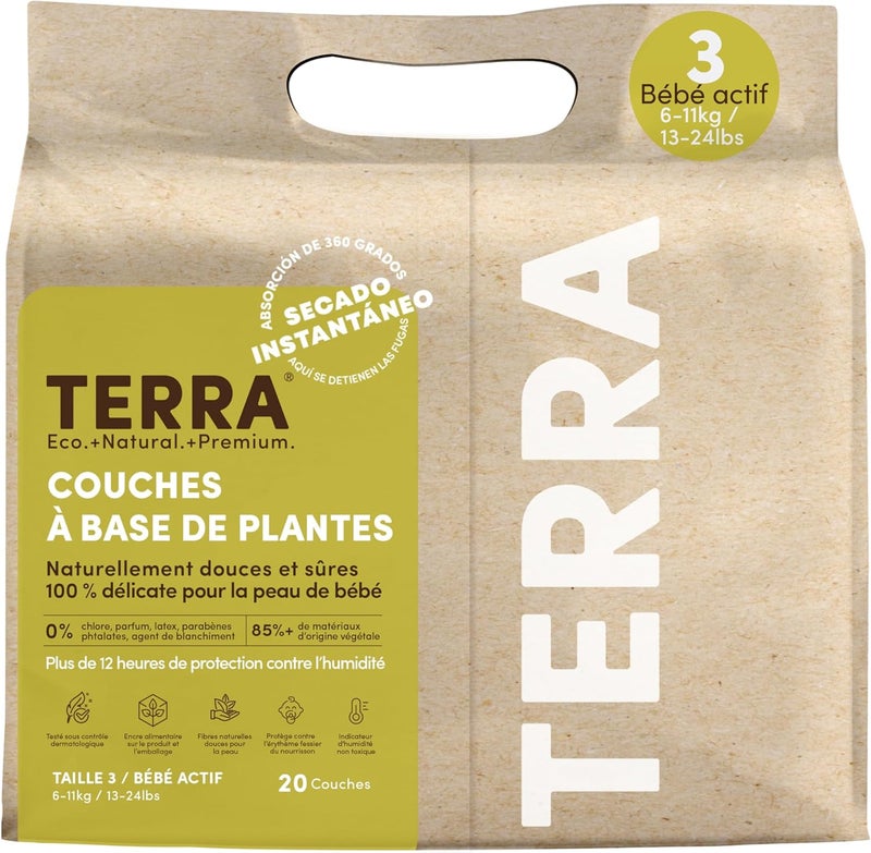 Terra حفاضات تيرا بحجم 3 للزحف مصنوعة من مواد نباتية - Image 3