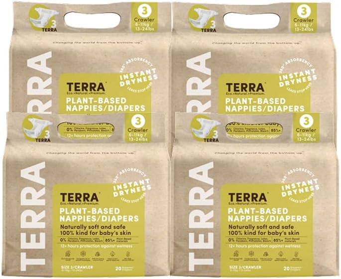 Terra حفاضات تيرا بحجم 3 للزحف مصنوعة من مواد نباتية - Image 1